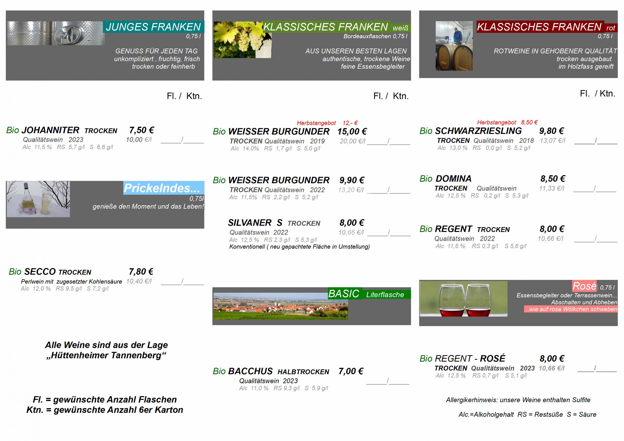 Weinhof am Nussbaum, Weinliste Bioweingut, Oktober 2025, Seite 2